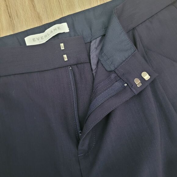 Everlane Dark Blue Pleated Wool Dress Pants Straight-Leg Classic Size 8 - Picture 6 of 7
